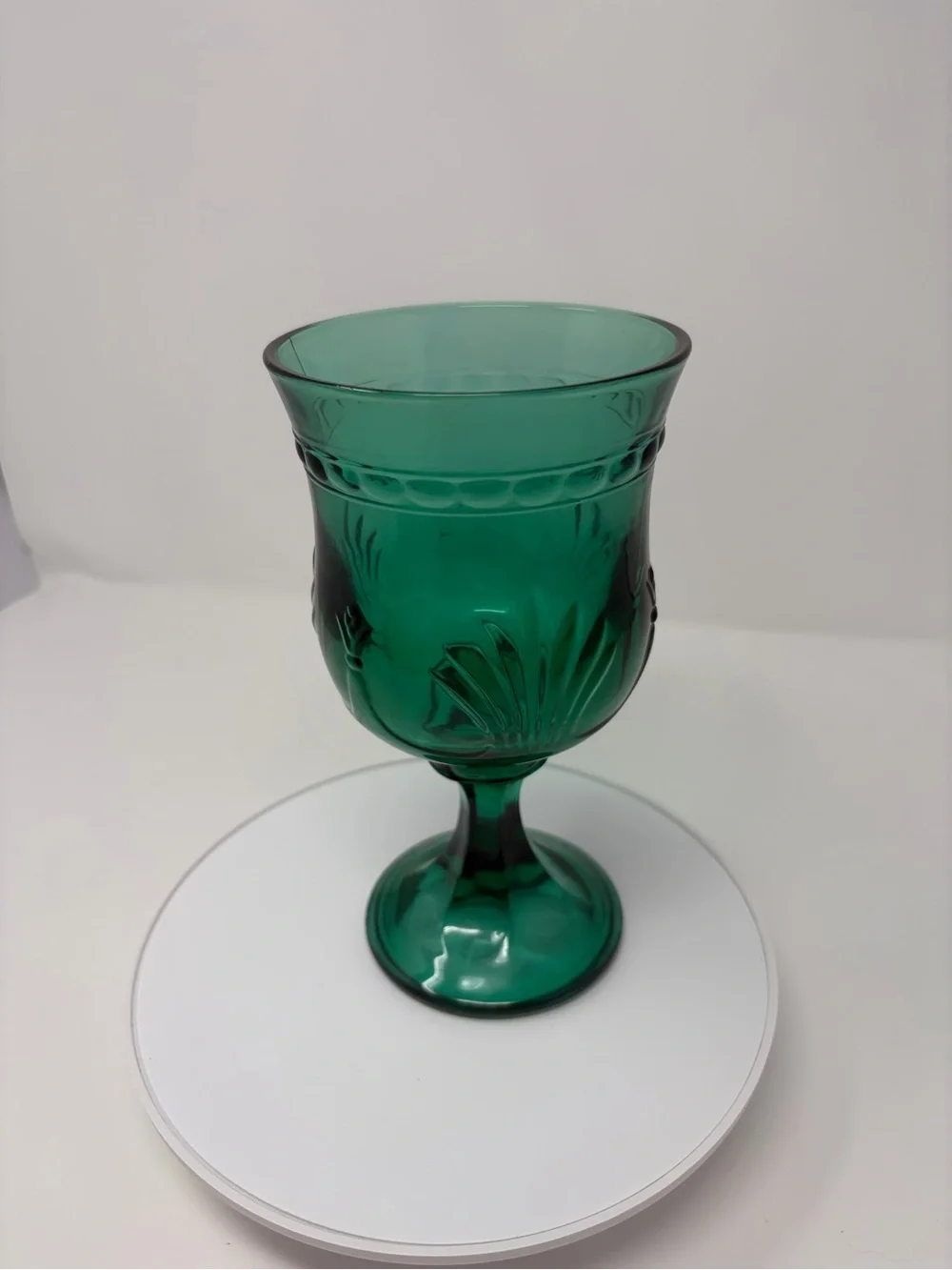 Vintage Set-4 Tuscany Glass King's Crown Thumbprint Blue/Green Wine Water Goblet